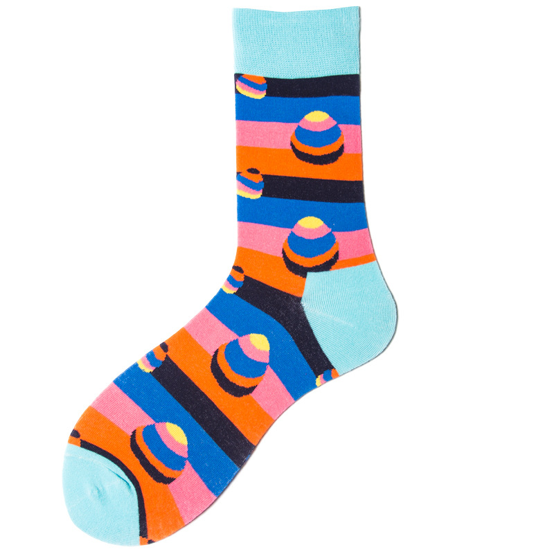Geometry Stockings Socks Contrast Color Men